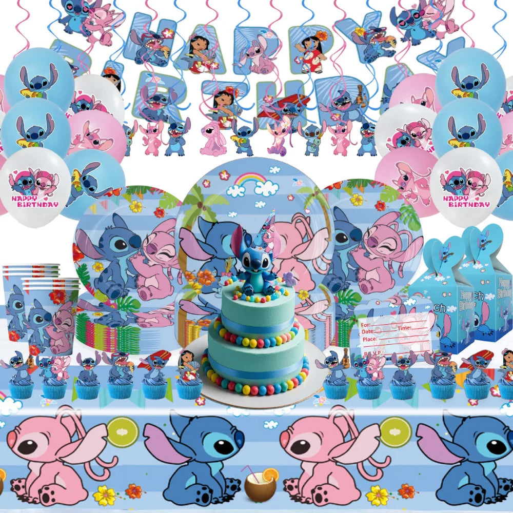 Disney Blue Stitch Birthday Party Supplies
