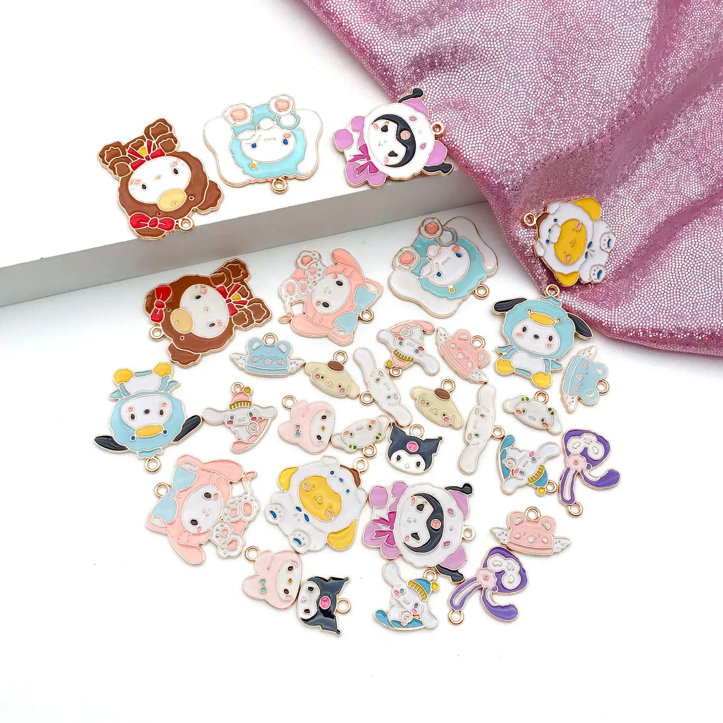 5/16pcs Cute Enamel Charms Set - DIY Your Own Hello Kitty Jewelry (Necklace/Bracelet/Earring Accessories)