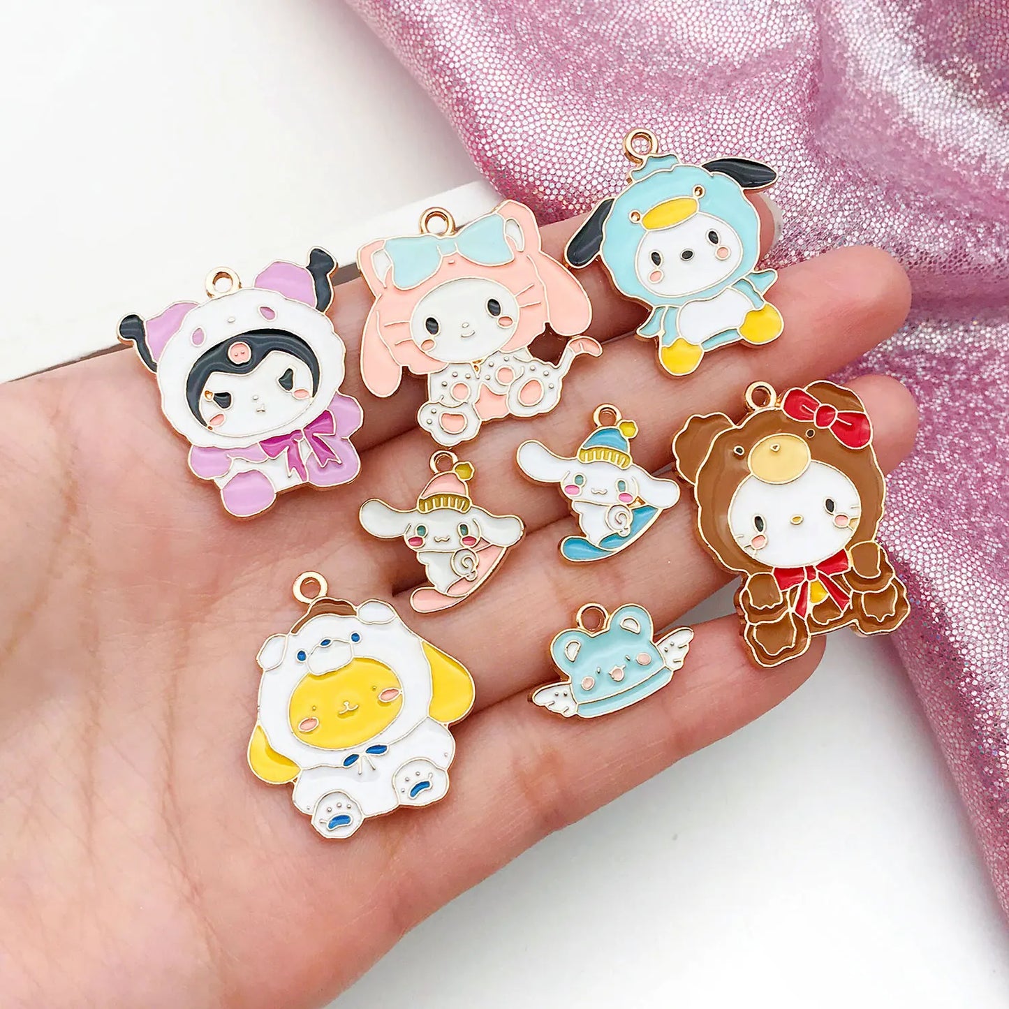 5/16pcs Cute Enamel Charms Set - DIY Your Own Hello Kitty Jewelry (Necklace/Bracelet/Earring Accessories)